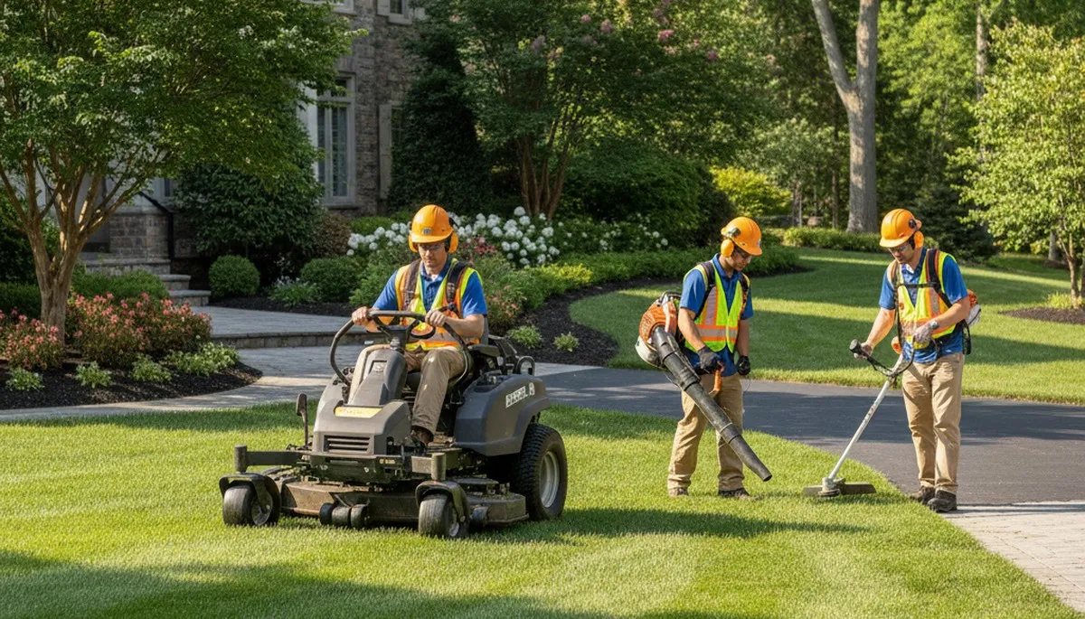 Bellevue, NE tree service crew trimming trees for a residential property