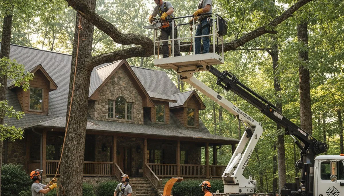 Bellevue, NE tree service crew trimming and removing trees for safe, professional property care