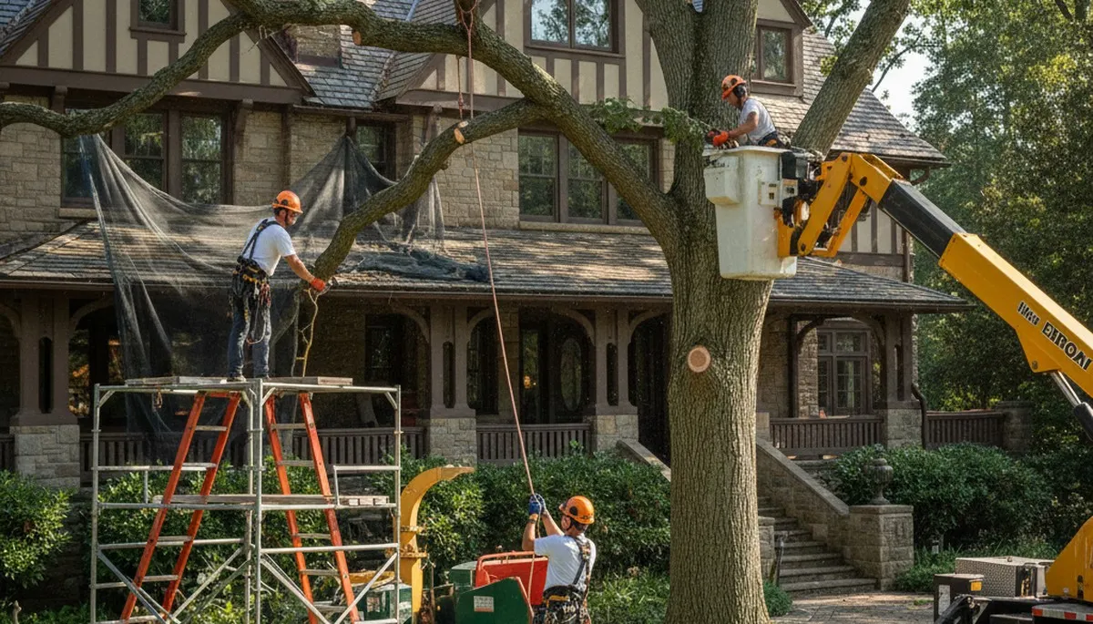 Tree service crew in Bellevue, NE providing professional tree removal and trimming services